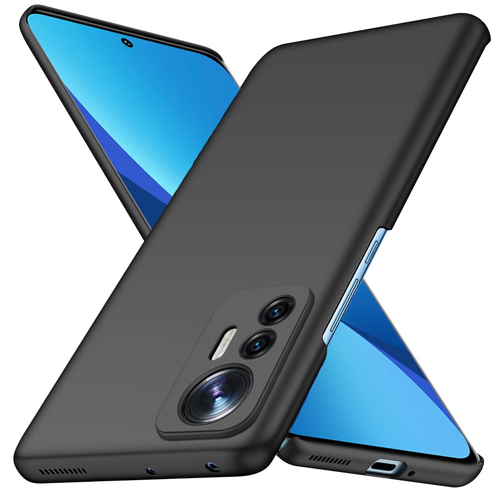YIIWAY Compatible with Xiaomi 12 / 12X 5G Case, Black Ultra Slim Case Hard Cover Shell Compatible with Xiaomi 12 / 12X 5G YW42573