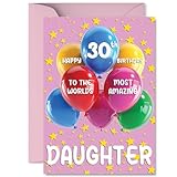 娘 30歳の誕生日カード - 世界で最も素晴らしい - お父さんのお母さんからの30歳の娘のためのハッピーバースデーカード、A5風船と星 誕生日グリーティングカード