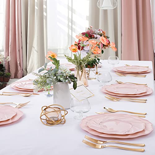 Morejoy Pink Plastic Plates 60Pcs, Pink Party Plates, Pink Disposable Plates, Includes 30Pcs Pink Dinner Plates, 30Pcs Pink Dessert Plates, Perfect For Wedding, Shower, Valentine's Day #TOP5