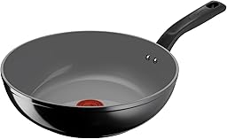 Lagostina Goccia Wok 28 cm, Rivestimento in Ceramica Antiaderente, Scorrevolezza Ottimale, Pulizia Facile, Thermo-Signal, Sicura, Compatibile con Induzione