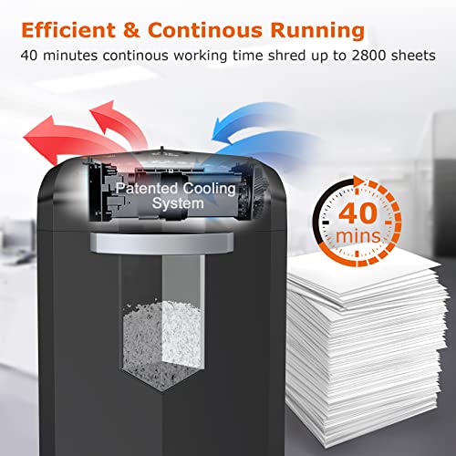 Bonsaii Home Office Paper Shredder, 12-Sheet 40-Minute High Security Micro Cut Shredder For Cd/Card/Staple/Clip, Anti-Jam Quiet Heavy Duty Shredder With 5.5 Gal Big Pullout Bin, C267-B #TOP1