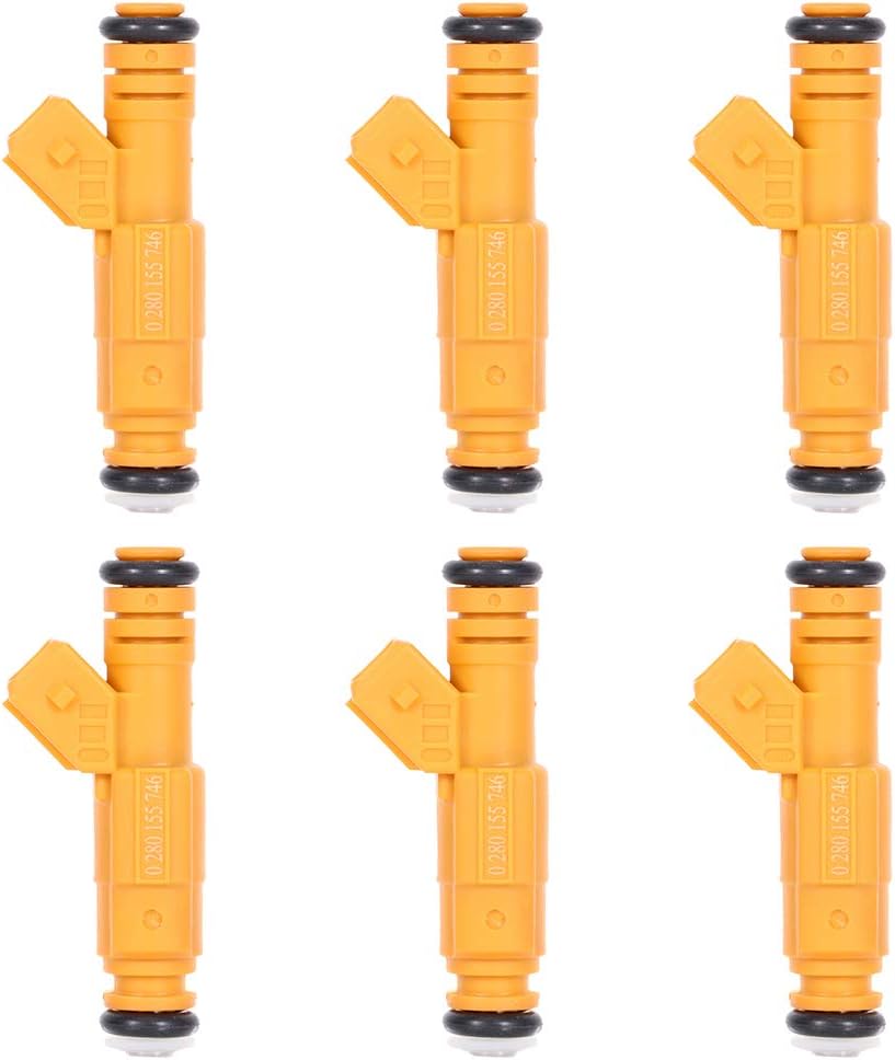 SCITOO 4 Holes 6Pcs Fuel Injector Replace 0280155746 for Jeep Cherokee, Grand Cherokee, Wrangler 4.0L Engine (1989-1998) - OEM Standard, High-Performance, Durable, Fuel-Saving, Smooth Acceleration