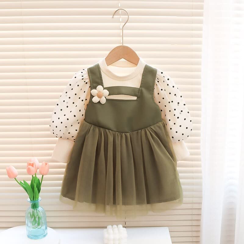 Image of Bold N Elegant Baby-Girl's Polka Dot Printed Pinafore Mini Dress For Girl's