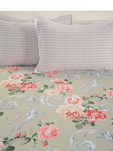 Image of Swayam Pure Cotton King Bedsheet with 2 Pillow Covers | 160 TC Soft Breathable Bed Sheet | Ethnic Motifs Printed | Size 108 x 108 inch | Comfortable & Durable for Bedroom - Blue