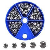 Split Shot Fishing Weights Kit,4.23oz/Box Round Split Shot Sinkers Rubber Removable Fishing Weights Sinkers Freshwater Fishing Tackle 5 Sizes