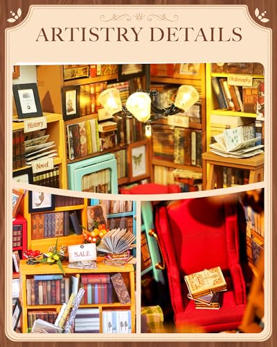 Rolife DIY Miniatur Haus Bausatz für Erwachsene Buchhandlung, Sam's Study – Ansicht 2