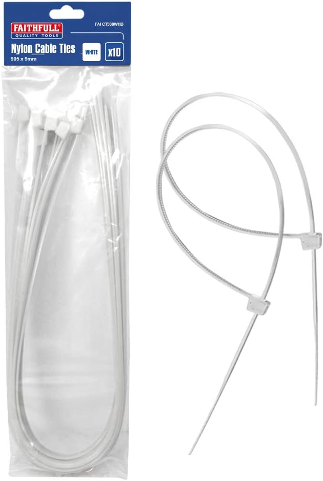 Faithfull CT900WHD Heavy-Duty Giant Cable Ties - White