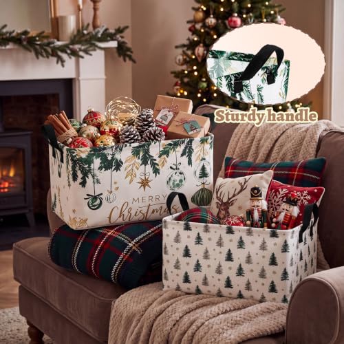 Image of Chunful 4 Pack Winter Storage Baskets, Christmas Tree Containers for Gifts