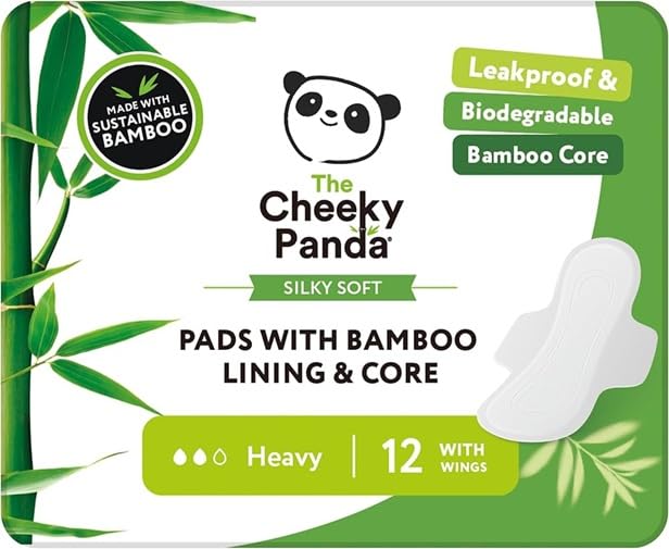 Organic Sanitary Towels for Women – Heavy Flow – 12 Organic Pads Per Pack - with Bamboo Pads and Core