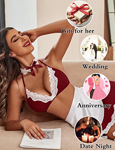 Avidlove Lingerie sexy de empregada para mulheres, conjunto de lingerie para cosplay, fantasias de N