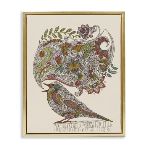 Song Bird Paisley Botanical Leaves, 25 x 31 Inch Canvas in Floater Frame