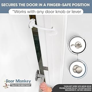 DOOR MONKEY Child Proof Door Lock & Pinch Guard - For Door Knobs & Lever Handles - Easy to Install - No Tools or Tape Required - Baby Safety Door Lock For Kids - Very Portable - Great for Dogs & Cats