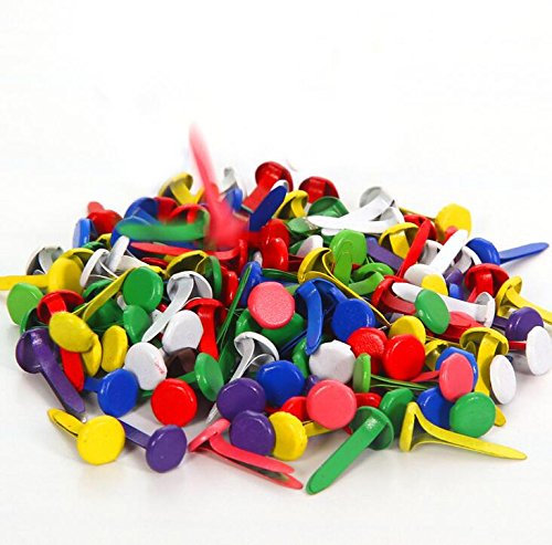 EBTOYS 200pcs Paper Fasteners Brass Fasteners Scrapbooking Brads Metal Brads with Storage Box for Crafts Making DIY (Colorful)