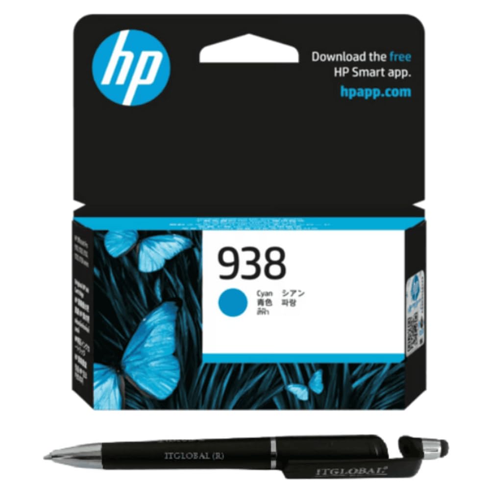 Value Pack OG 938 Cyan Ink Cartridge for HP Selected Printer with 3in1 Multi-Function Creative Mobile Phone Stand, Stylus Pen, Ballpoint Pen (Very Colors)