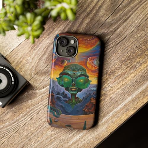 Coque extraterrestre iPhone 15 alien vert lunettes de soleil espace - 3