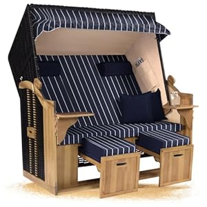 Strandkorb Hanse Ostsee XXL 2, 5 Sitzer Volllieger schwarz 150cm breit, ideal für Garten, Terrasse und Balkon