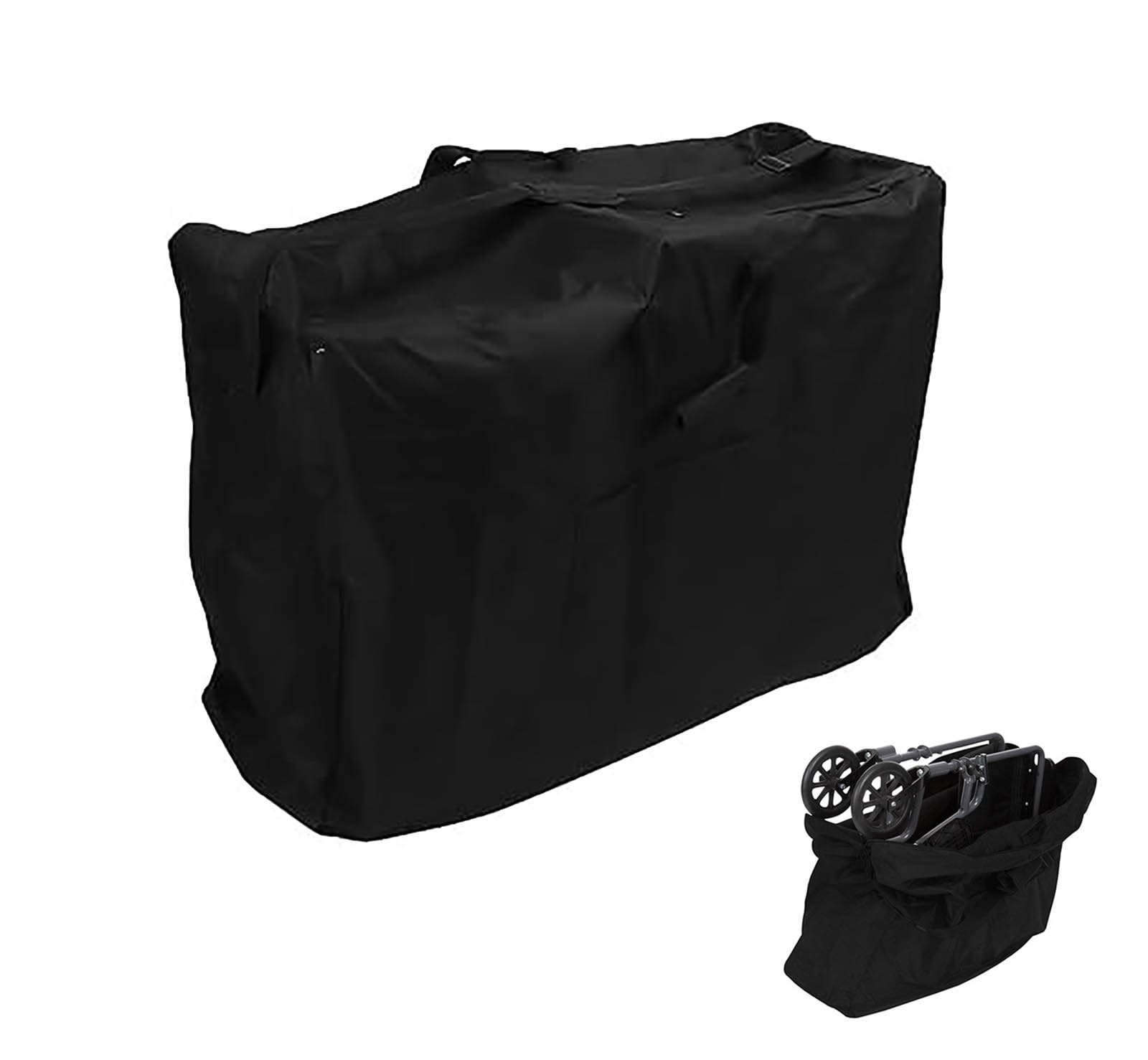 Bolsa para silla de ruedas para andador plegable, tela Oxford impermeable, bolsa de almacenamiento y bolsa de viaje con correa para el hombro para uso en coche y avión (89 x 24 x 66 cm)