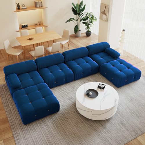 138'' Modular Sectional Couch, U-Shaped Velvet Sofa with Reversible Chaise