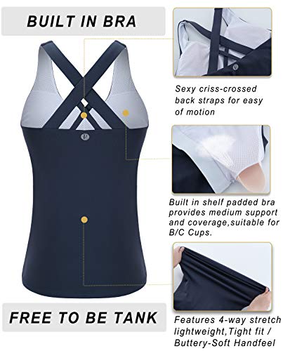 Image of RUNNING GIRL Sports Bras for Women,Padded Strappy Sports Bras Criss-Cross Back Medium Support Sports Bras with Removable Cups