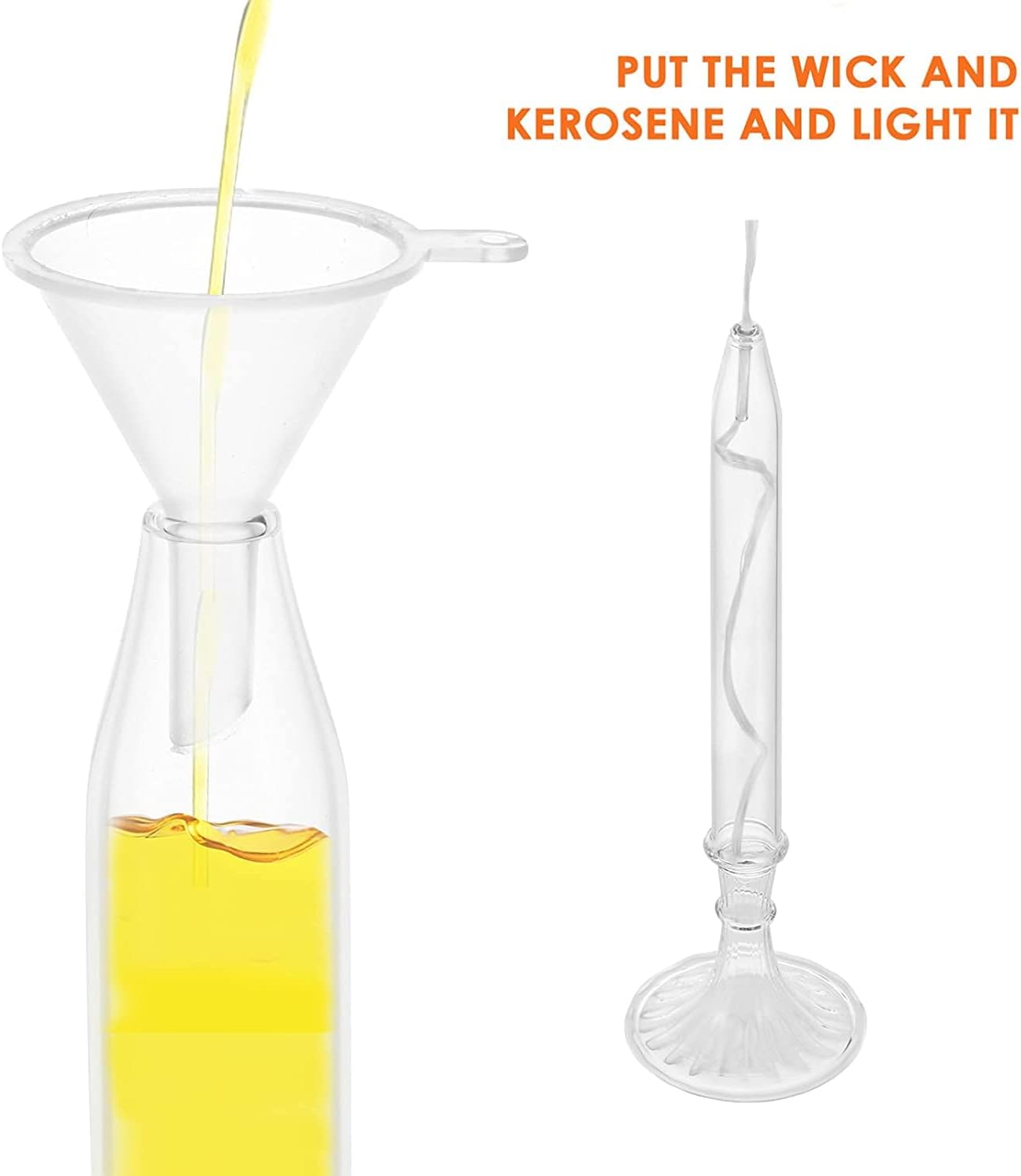 Refillable Glass Unscented Pillar Candle Gift Set of 3 - Use Alone, in a Candle Holder or Lantern - Oil Lamps Last a Lifetime