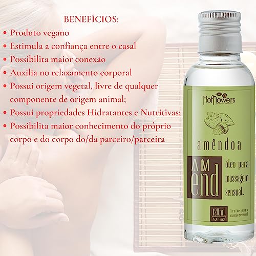 Kit 2 óleo De Amêndoas Para Massagem Corporal Sensual Relaxante Hotflowers 120 ML
