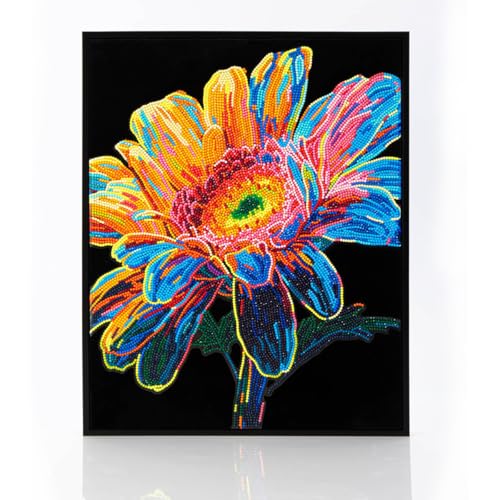 DIAMOND DOTZ 2594371 Original 5D Diamond Painting Set, Neon Gerbera, mit Neonfarben und Samt, DIY Diamant Malerei Bilder für Erwachsene und Kinder ab 12 Jahren, Intermediate