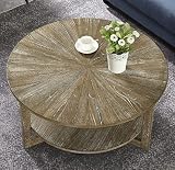 Gexpusm Round Wood Coffee Table, Natural Wood Coffee Table, Round Solid Wood Center Large Circle Cof