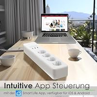 Smart WLAN Steckdosenleiste Mehrfachsteckdose Alexa, Google Home, Sprachsteuerung, Smart Things, Smart Life 1.5M USB Type C Fernzugriff Steckerleiste Stromleiste Mehrfachstecker Verteilersteckdose – Ansicht 3