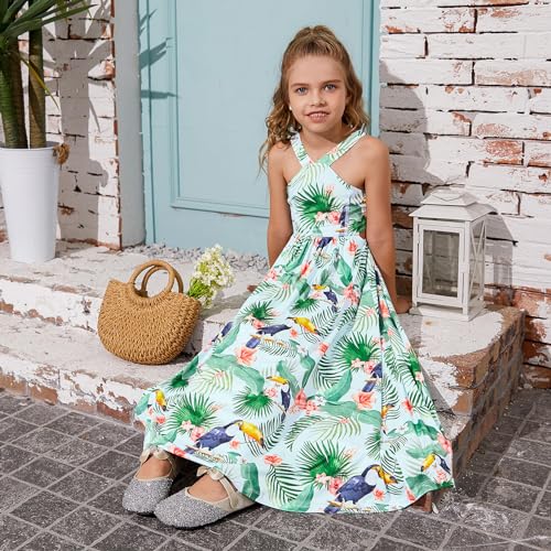 Perfashion Girl's Maxi Long Dress Summer Casual Spaghetti Strap Sleeveless A Line Side Cutouts Sundress for 6-15 Years4