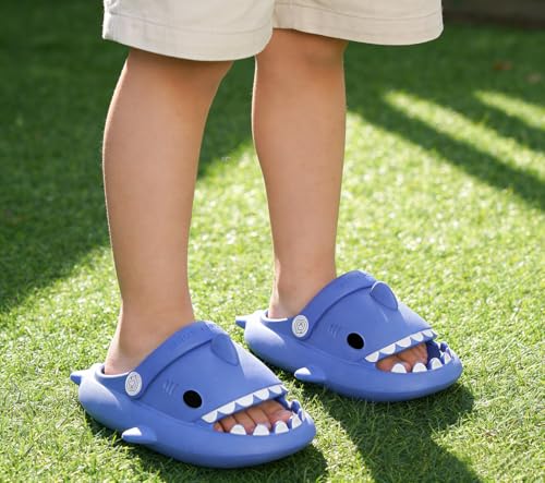 Image of KVbabby Kids Shark Slides Boys Girls Cloud Sandals | Cloud Sandals，Open Toe，Beach Pool Water Shoes，Slip-on，Lightweight，Non-Slip，Soft，Flexible，EVA Slippers