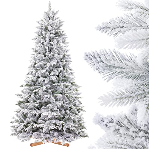 Premium künstlicher Weihnachtsbaum| Holzständer | Christmas Tree 220 cm, Nordmanntanne beschneit FT27-220 FairyTrees Cover
