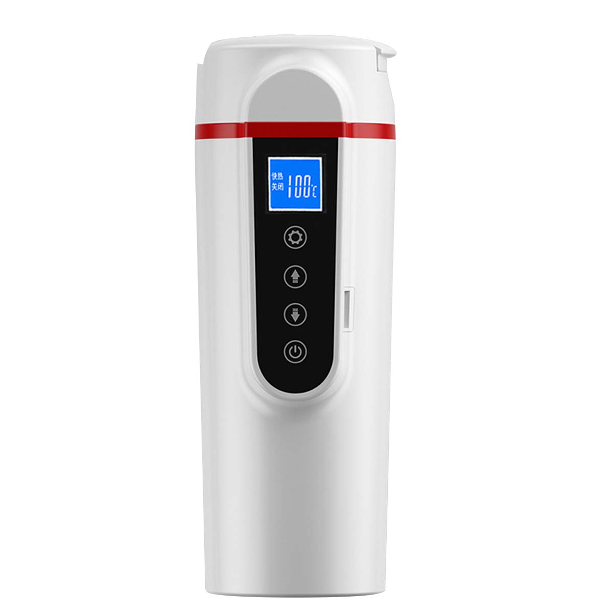 YONGYAO 420Ml 12V Eléctrico Acero Inoxidable Coche Taza Calefactora Taza de Viaje Hervidor Calentador - Negro