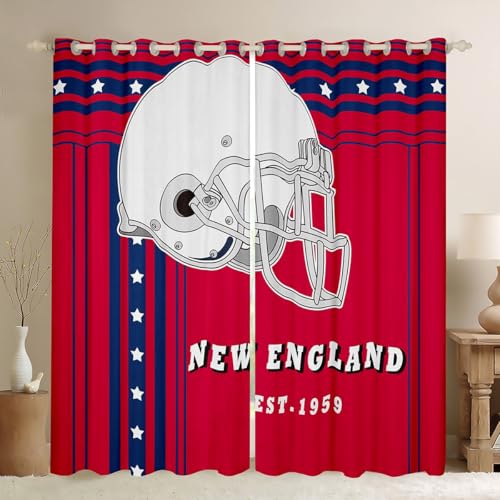 Erosebridal Curtains for Boys American Football City Blackout Curtains American Flag Style Curtains & Drapes for Kids Birthday Gifts, Football Lovers Window Treatments 42''Wx63''L(New England)