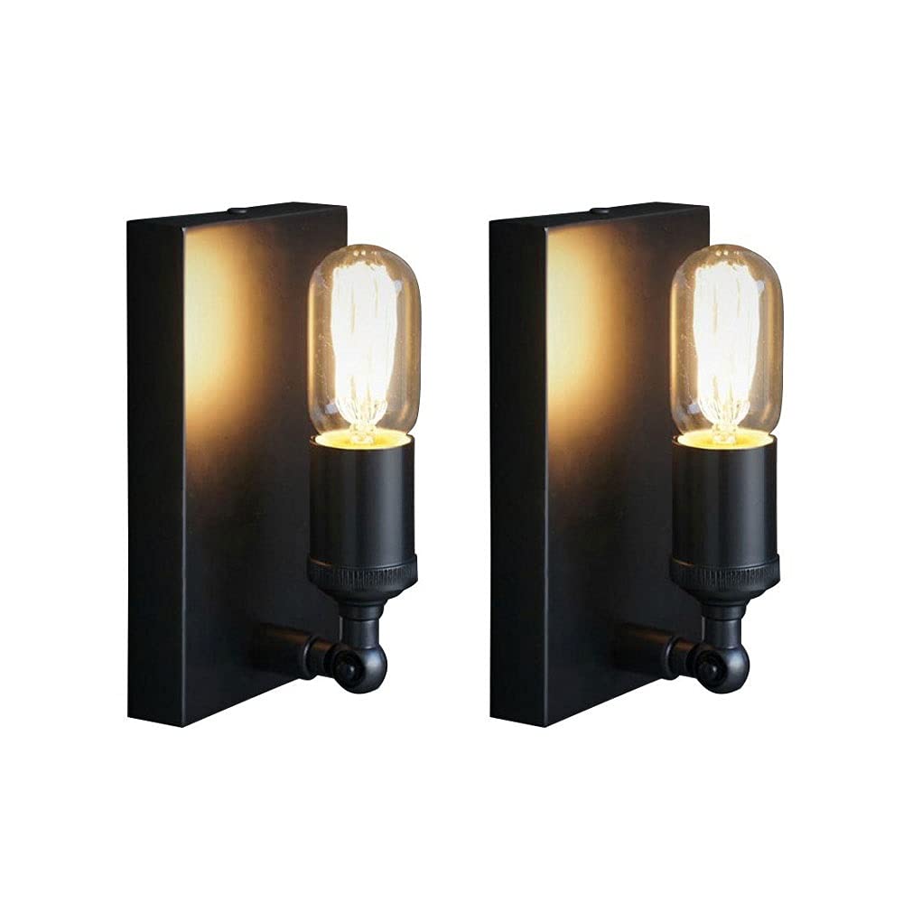 SXECAEPS 2 Pack Black Industrial Wall Light Edison Lamps, Vintage Farmhouse Sconce Lamp, Rustic Lighting Fittings for Bedroom Living Room Indoor Wash Lights
