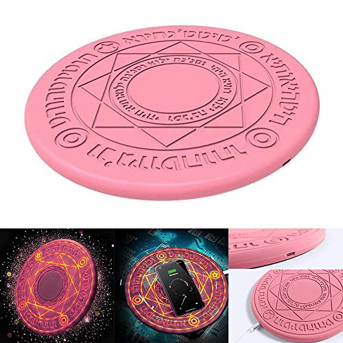 jiandao Magic Array Chargeur sans fil 10 W ultra fin Qi rapide sans fil Cercle lumineux pour iPhone 11 Series 12 Pro X Series 8 Series Samsung Galaxy tous les téléphones compatibles Qi Rose