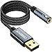Produktbild KiwiBird USB auf 3,5mm Klinke Audio Adapter, USB Kopfhörer und Mikrofon Adapter, Headset Aux auf USB Stecker, TRRS 4-polig, Externe Stereo Soundkarte kompatibel mit PS4, MacBook, Windows PC - 1,2m