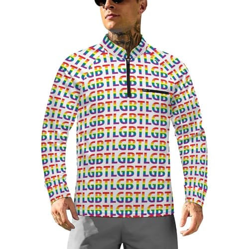 Pride LGBT Culture Symbol Men's Rash Guard Long Sleeves Quick Dry Fishing Workout Shirts with Zipper