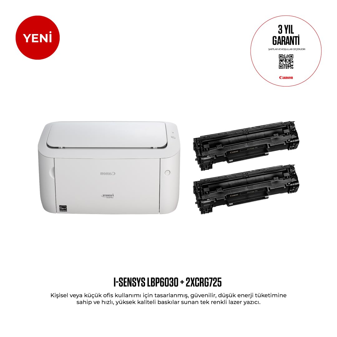 Canon i-SENSYS LBP6030B Tek Fonksiyonlu Siyah Beyaz Lazer Yazıcı +