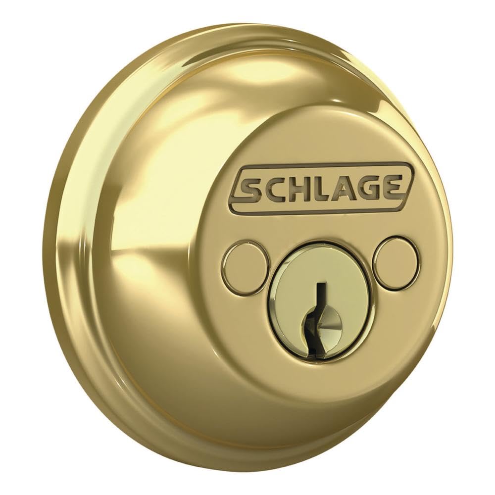 Schlage B62NV505 Double-Cylinder Deadbolt, Bright Brass