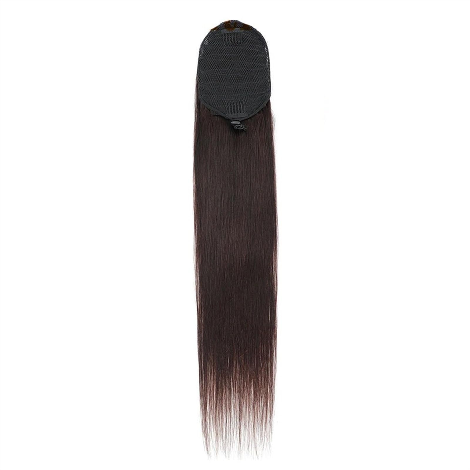 Extensión de cola de caballo de cabello humano con cordón, postizo de cola de caballo recta, cabello brasileño Remy, Clip de cola de caballo en extensión de cabello de cola de caballo recta for mujere