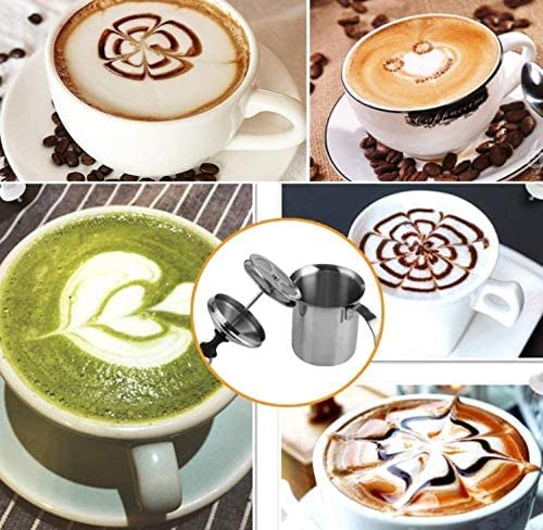 Espumador de Leche Manual, jarras de Espuma de Leche de Mano de Acero Inoxidable, espumador de Capuchino de café de… - Imagen 4