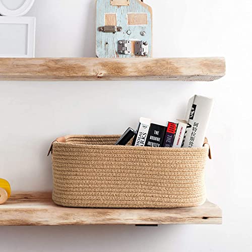 Image of ALBY Newyork'Woven Laundry Hamper, Toy Storage Bin, for Blankets Clothes Toys Pillows in Living Room, Baby Nursery, Jute /Black Mix (12'' x 8'' x 5'' rect, RECT)