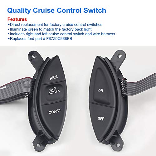 Wmphe Compatible With Cruise Control Switch Kit Ford Ranger Explorer F150 Steering Wheel Mounted Cruise Control Buttons Assembly With Cable Replaces Oem F87Z9C888Bb #TOP4