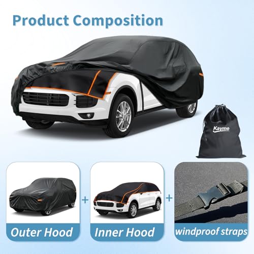 Image of Kayme Hail Protector Car Cover, Anti Hail Multilayer Thickened Full Car Cover,Outdoor Waterproof All Weather Custom Fit Porsche Cayenne, BMW X5, Toyota 4Runner, Toyota Highlander etc