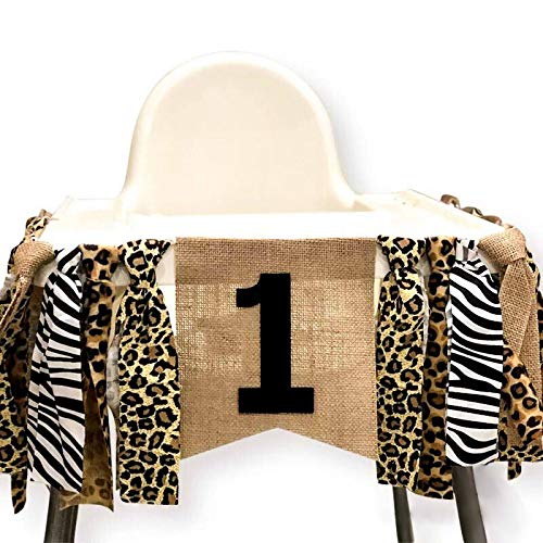 Jungle Safari High-Chair Banner Party Supplies - African Zoo Animal Wild One Birthday Baby Shower Party Banners Supplies Photo Booth Backdrop Props Decorations #TOP4