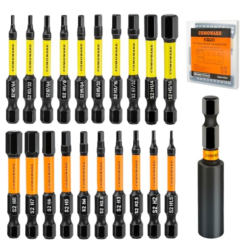 Image of COMOWARE Hex Key Drill Bit Set, Magnetic Tips, Quick Release, Pack of 20