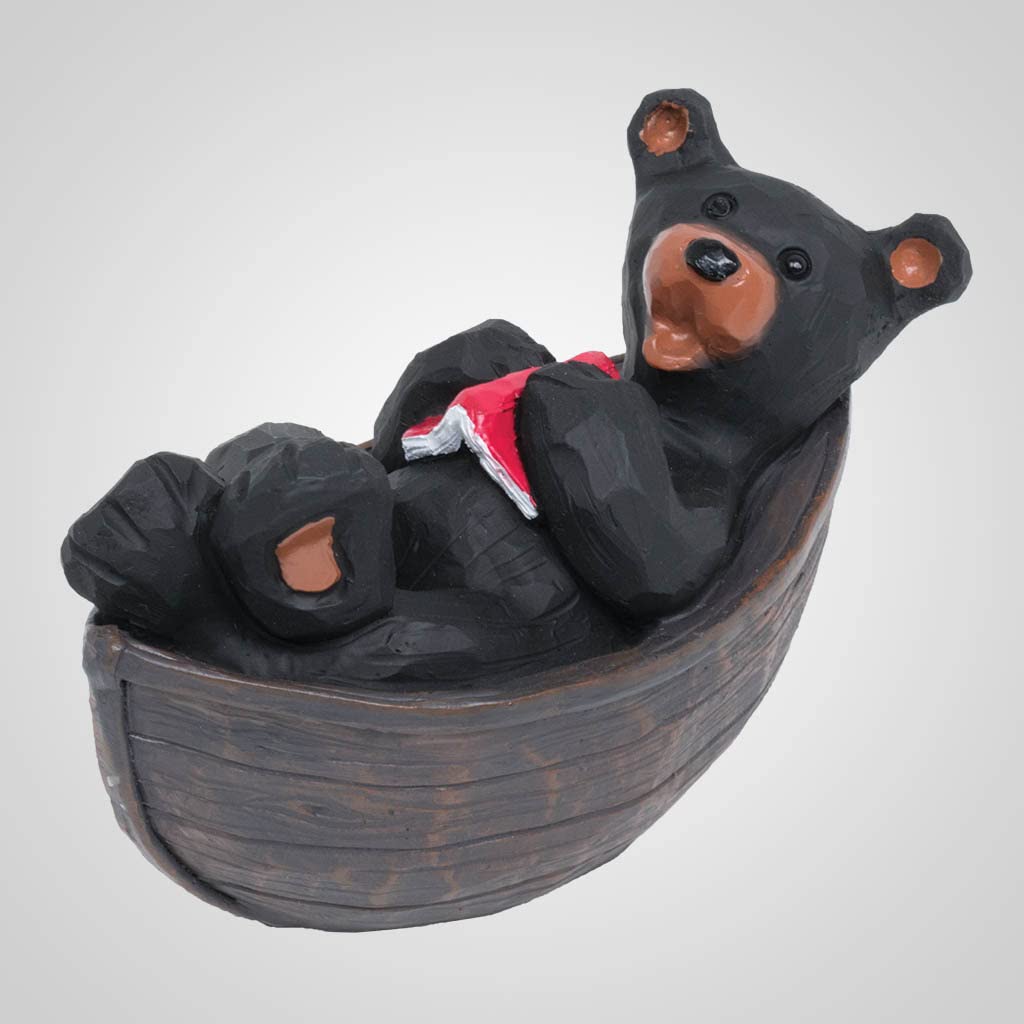 Lipco Bear Reading Book in Boat Figurine , 4.50-inch Length, Polystone