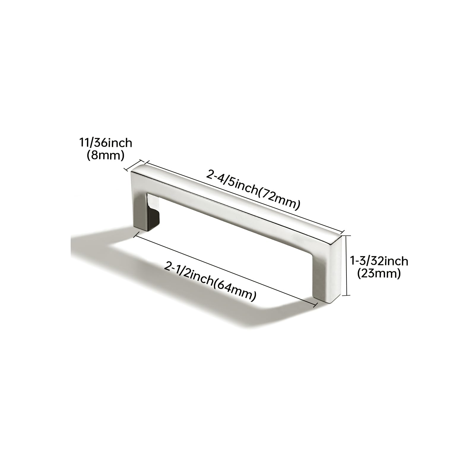 KHTUMEWARE-207 Polished Nickel Cabinet Pulls CTC 2-1/2 in (64 mm) 2-Pack in Polished Nickel — KHTUMEWARE