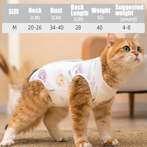 GIEEU Katzen-Genesungsanzug, Schutzbody für Katzen, nach Operationen, nach Operationen, Erholungsanzug, weibliche Bauchwunden, Größe M (2-4 kg Katze)