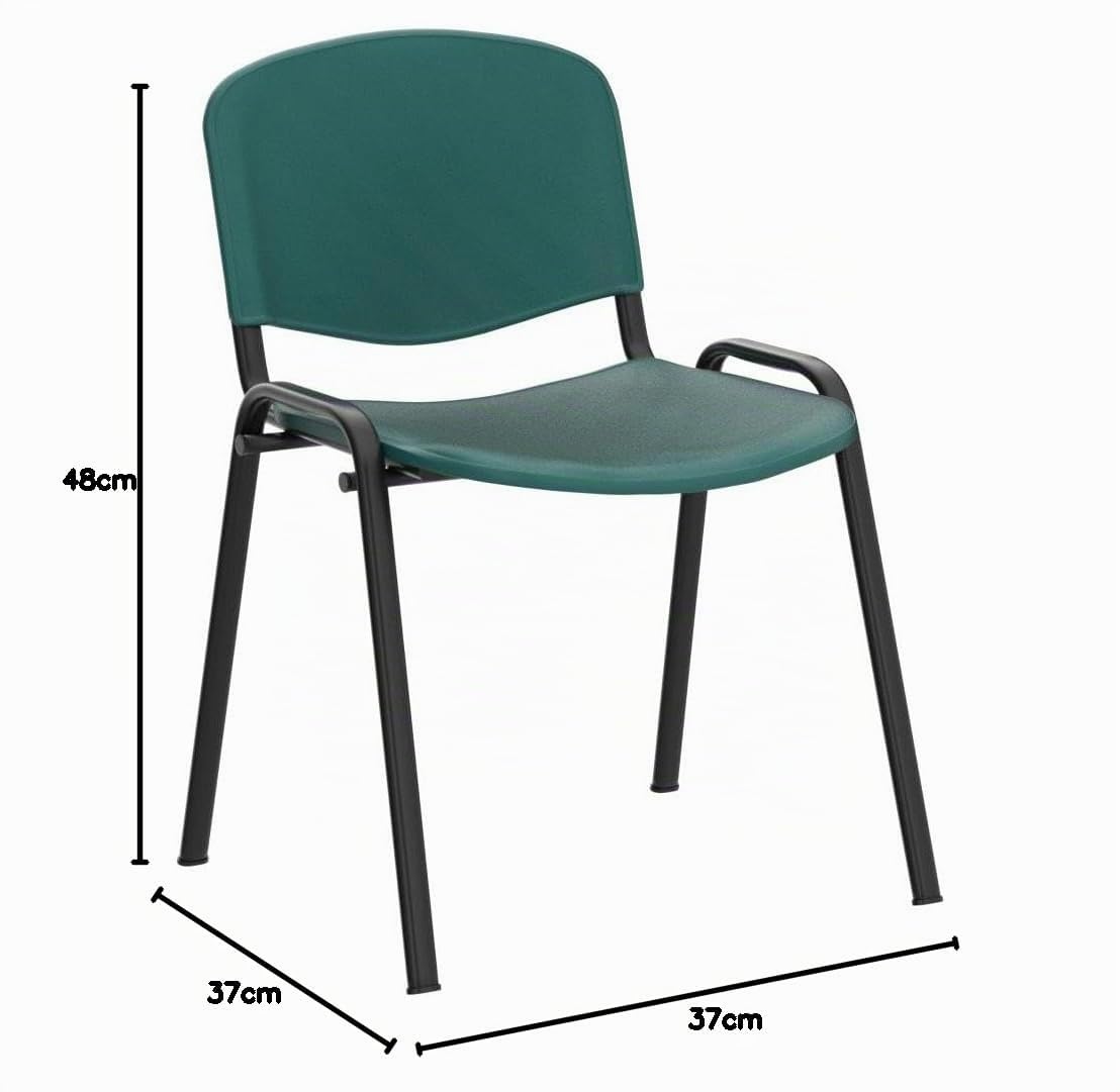 idealsedie Galizia Prime sedia fissa 4 gambe con telaio in acciaio VERNICIATO NERO, sedile e schienale in plastica resistente in vari colori (VERDE)